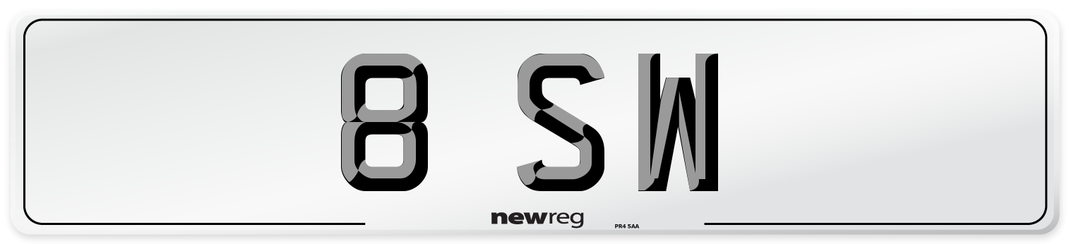 8 SW Number Plate from New Reg